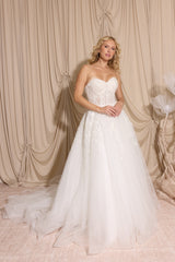 Sweetheart A-Line Wedding Dress with detachable puff Sleeves
