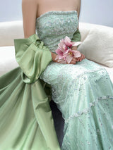 New Luxurious Met Gala Evening gown with hand heavy heading