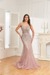 NR24037 Hand beaded Rhinestones high couture evening dress