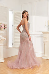 NR24037 Hand beaded Rhinestones high couture evening dress