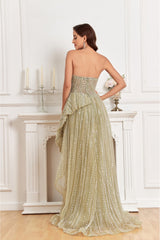 NEW Hand beaded Sweetheart top with split and overskirt Evening Gown