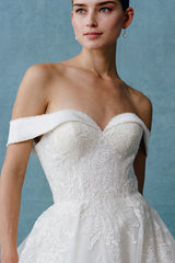 Stunning Ball Gown ,Off Shoulder Wedding Dress with Glitter Tulle