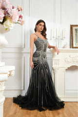 NR24037 Hand beaded Rhinestones high couture evening dress