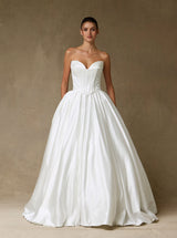 Strapless Satin Ball Gown Wedding Dress – Classic Corset Bridal Gown with Chapel Train - SIACW30086