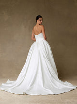 Strapless Satin Ball Gown Wedding Dress – Classic Corset Bridal Gown with Chapel Train - SIACW30086
