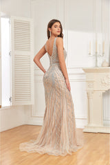 NR24027 Elegant Fitted Mermaid Evening Dress with heavy beading