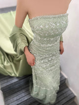 New Luxurious Met Gala Evening gown with hand heavy heading