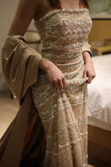 New Luxurious Met Gala Evening gown with hand heavy heading