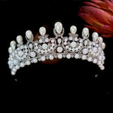 Handcrafted Bridal Crown with Pearl and Swarovski Crystal Elements : Wedding Crown- Victoria