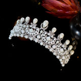 Handcrafted Bridal Crown with Pearl and Swarovski Crystal Elements : Wedding Crown- Victoria