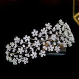 Floral Pattern Swarovski Wedding Head Band- Avery