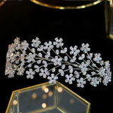 Floral Pattern Swarovski Wedding Head Band- Avery