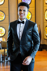 Black Shawl Lapel Sparkly Men’s Party Blazer - Slim Fit, Formal Jacket