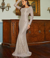 Elegant Long Sleeve Square Collar Bodycon Maxi Prom Party Dresses Gown