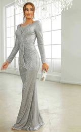 New Elegant Shimmery Long Sleeve Square Collar Bodycon Party Dress