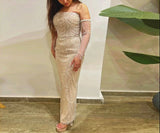 Elegant hand-made Couture Mermaid Evening Dress with Pearls - Strapless Long Formal Prom/Wedding Party Gown