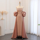 Luxury High Fashion Evening Dresses with puff sleeve cape