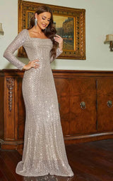 Elegant Long Sleeve Square Collar Bodycon Maxi Prom Party Dresses Gown