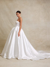 Romantic strapless sweetheart lace corset bridal ball gown