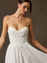 Off-white sweetheart corset A-line wedding dress, product view 2