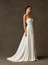 Off-white sweetheart corset A-line wedding dress, product view 4