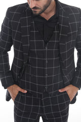 Black plaid vest detail