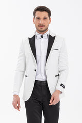 White glitter peak lapel tuxedo jacket for men, view 1