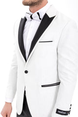 White glitter peak lapel tuxedo jacket for men, view 3