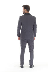 Charcoal three-piece shawl lapel tuxedo view 2