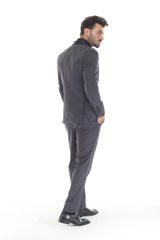 Charcoal three-piece shawl lapel tuxedo view 3