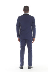 Navy blue three-piece shawl lapel tuxedo view 2