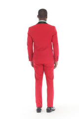 Red three-piece shawl lapel tuxedo view 2