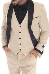 Tan three-piece shawl lapel tuxedo view 4