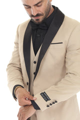 Tan three-piece shawl lapel tuxedo view 5