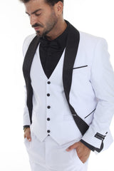 White three-piece shawl lapel tuxedo - view 5