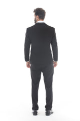 Black three-piece peak lapel tuxedo - view 2