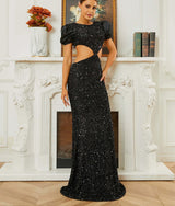 Sophisticated Waist Cutout design with Puff sleeves Prom & Evening Dress
