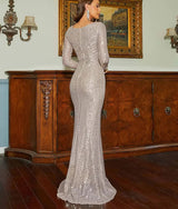 Elegant Long Sleeve Square Collar Bodycon Maxi Prom Party Dresses Gown