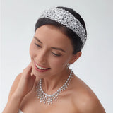 Luxury Bridal Headband with Pearls and Swarovski Elements-Thelma