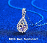 2CT Excellent Cut Moissanite Halo Pendant necklace