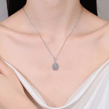 1CT Luxury Pear Cut Center Stone GRA Certified Moissanite Necklace with Halo