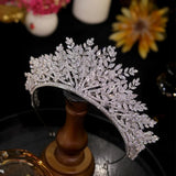 Luxury Handmade Multi Layer Leaf Design Crystal Wedding Crown