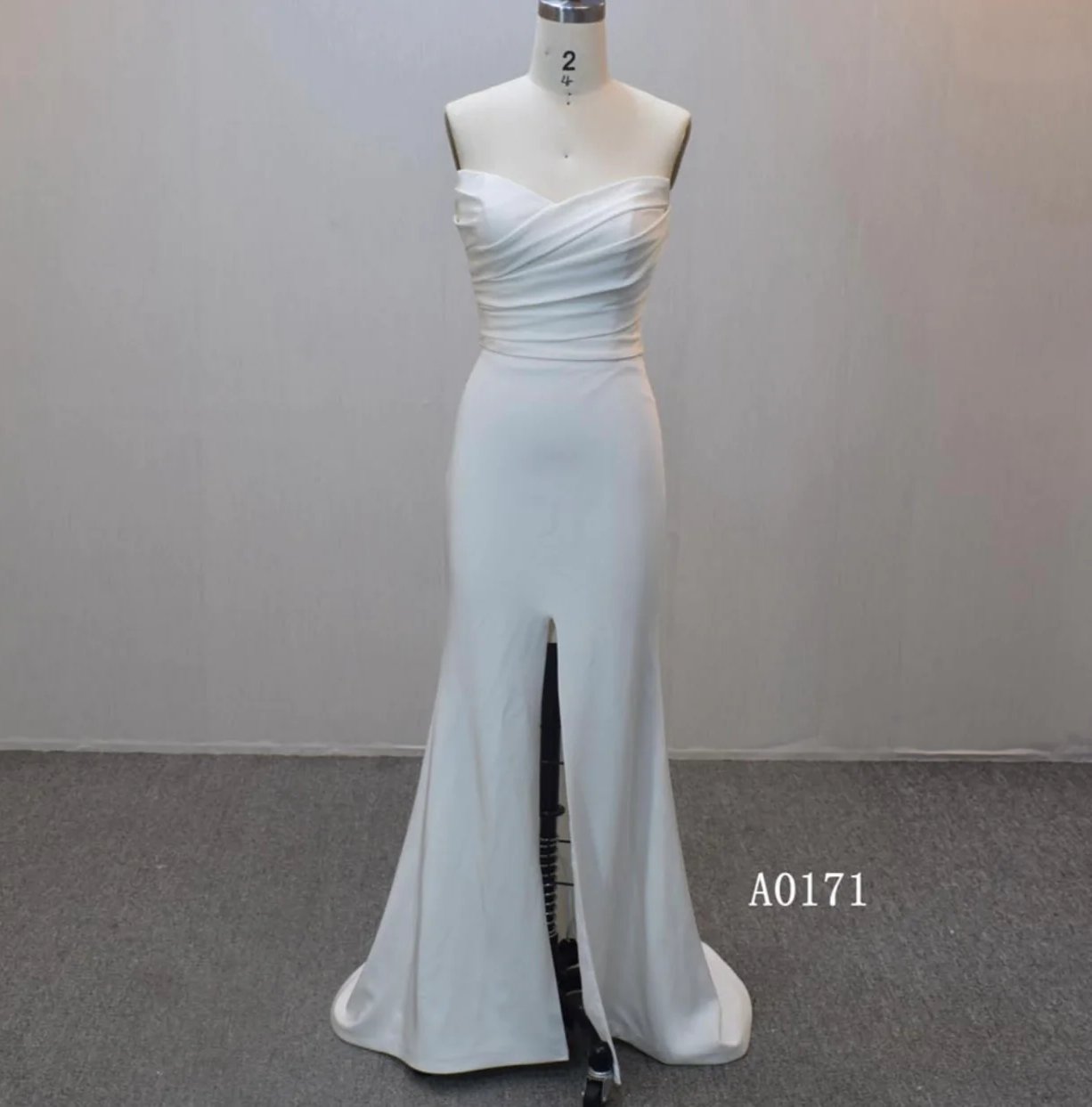 Beautiful Strapless Crepe / Satin Mermaid Wedding Dress with Corset Ba –  Sandra's Bridal Collection