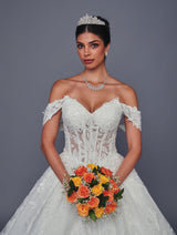 Sweetheart lace bridal gown with detachable off shoulder straps