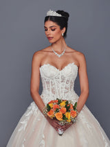 Sweetheart neckline and floral lace bodice bridal dress