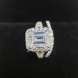 Bridal Rings Set Sparkling 8*10mm 3 CT High Carbon Diamond Wedding Engagement Fine Jewelry