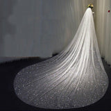 Sparkly White / Champagne Cathedral Veil Sequined With Comb 3X3.5Meters