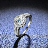 1 CT -100% GRA Moissanite Halo Engagement Wedding Ring With Side Stone-Fine Jewelry
