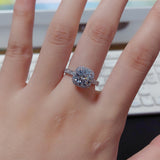 Moissanite Diamond Ring 1CT 2CT 3CT Brilliant Diamond Halo Engagement Rings- Sterling Silver