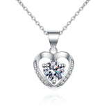 1 Carat Moissanite Pendant Heart Necklace with Platinum Plating